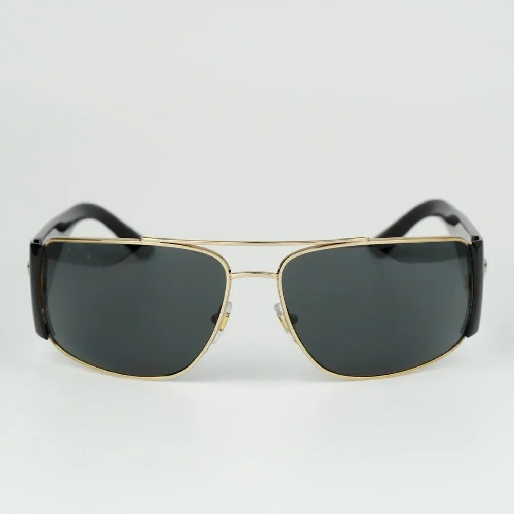 NEW Versace VE2163 100287 Gold Black Grey  Rectangle Men Sunglasses VE 2163